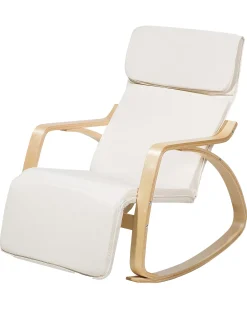 Outlet Beliani Poltrona a dondolo WESTON Tessuto Beige chiaro Beige Marrone