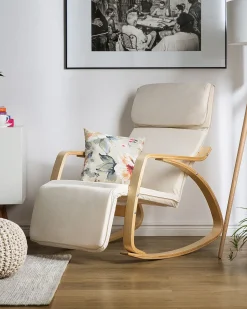 Outlet Beliani Poltrona a dondolo WESTON Tessuto Beige chiaro Beige Marrone