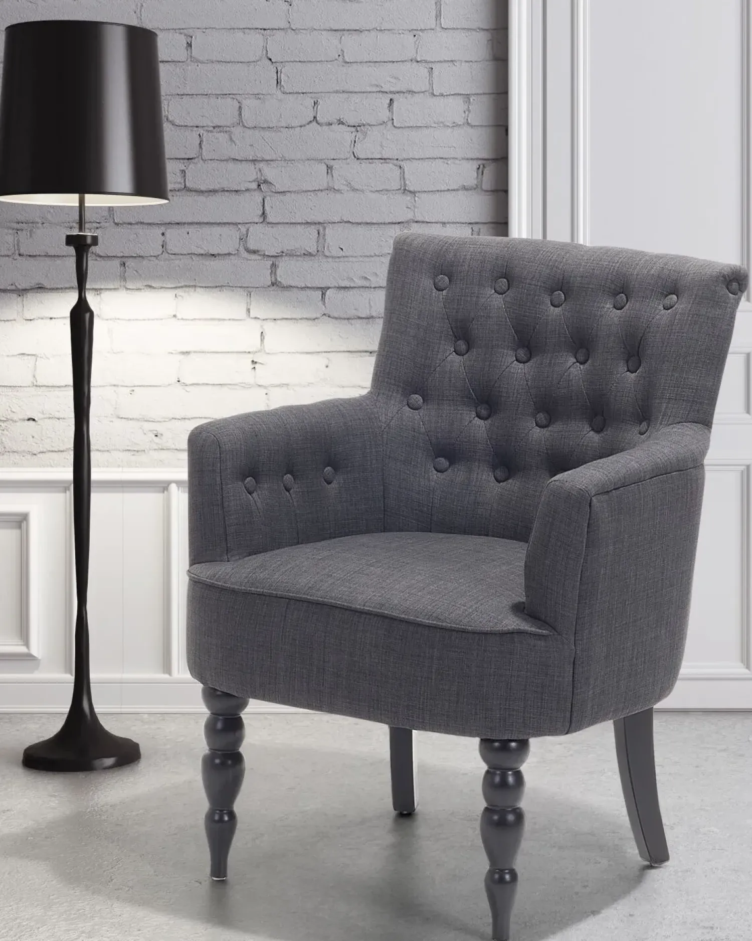 Beliani Poltrona ALESUND Tessuto Grigio scuro Grigio Nero