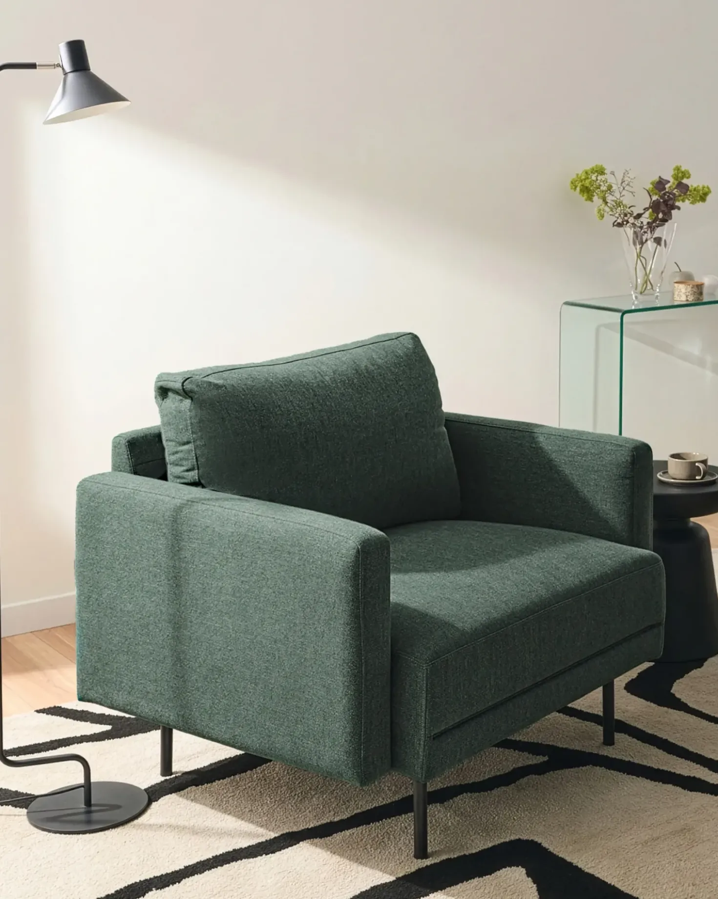 Poltrona BREDA Tessuto Verde scuro