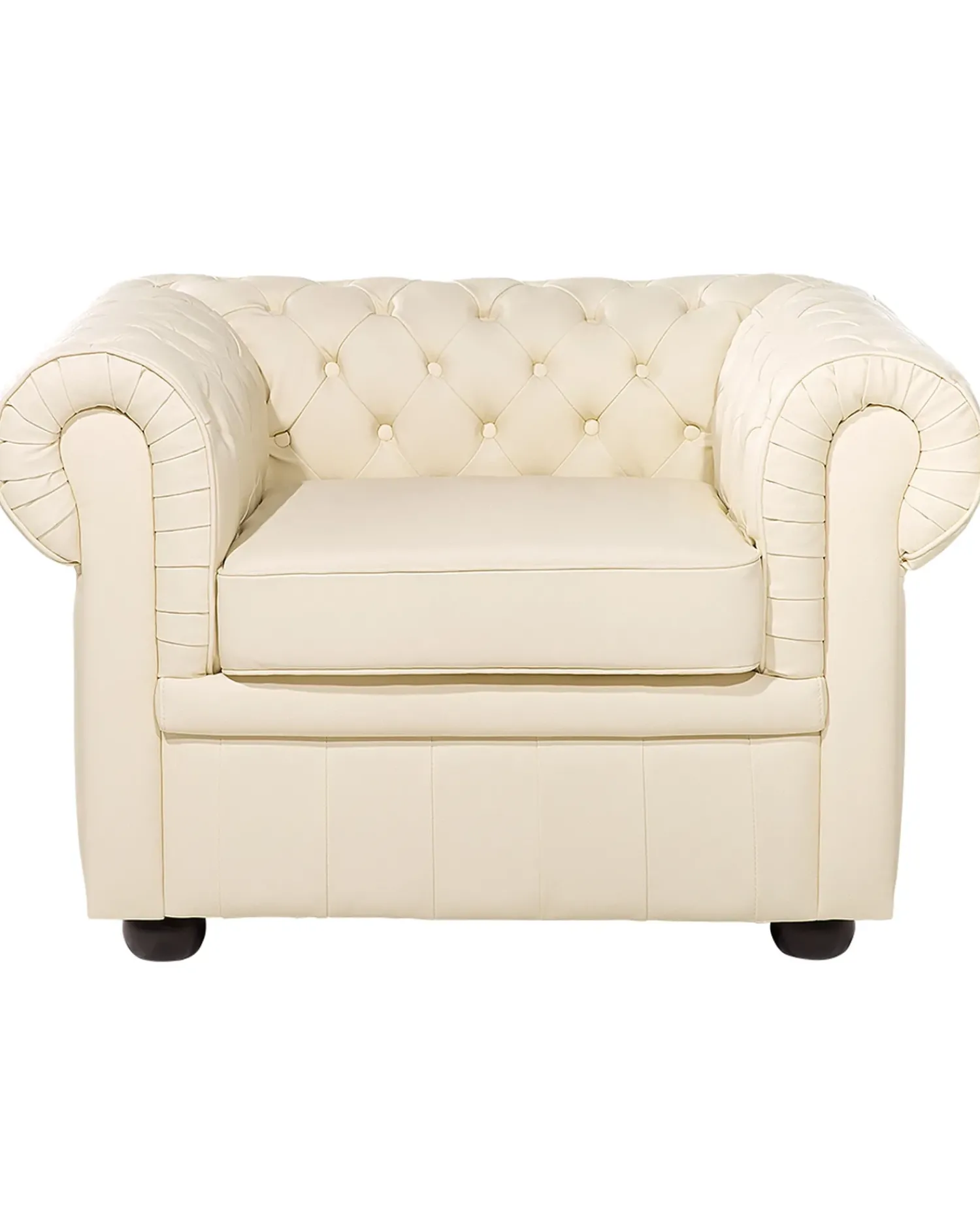 Outlet Beliani CHESTERFIELD Pelle naturale Beige chiaro Beige Marrone