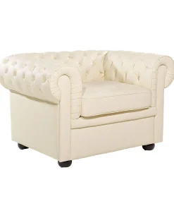 Outlet Beliani CHESTERFIELD Pelle naturale Beige chiaro Beige Marrone