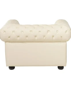 Outlet Beliani CHESTERFIELD Pelle naturale Beige chiaro Beige Marrone