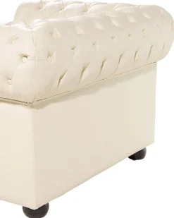 Outlet Beliani CHESTERFIELD Pelle naturale Beige chiaro Beige Marrone