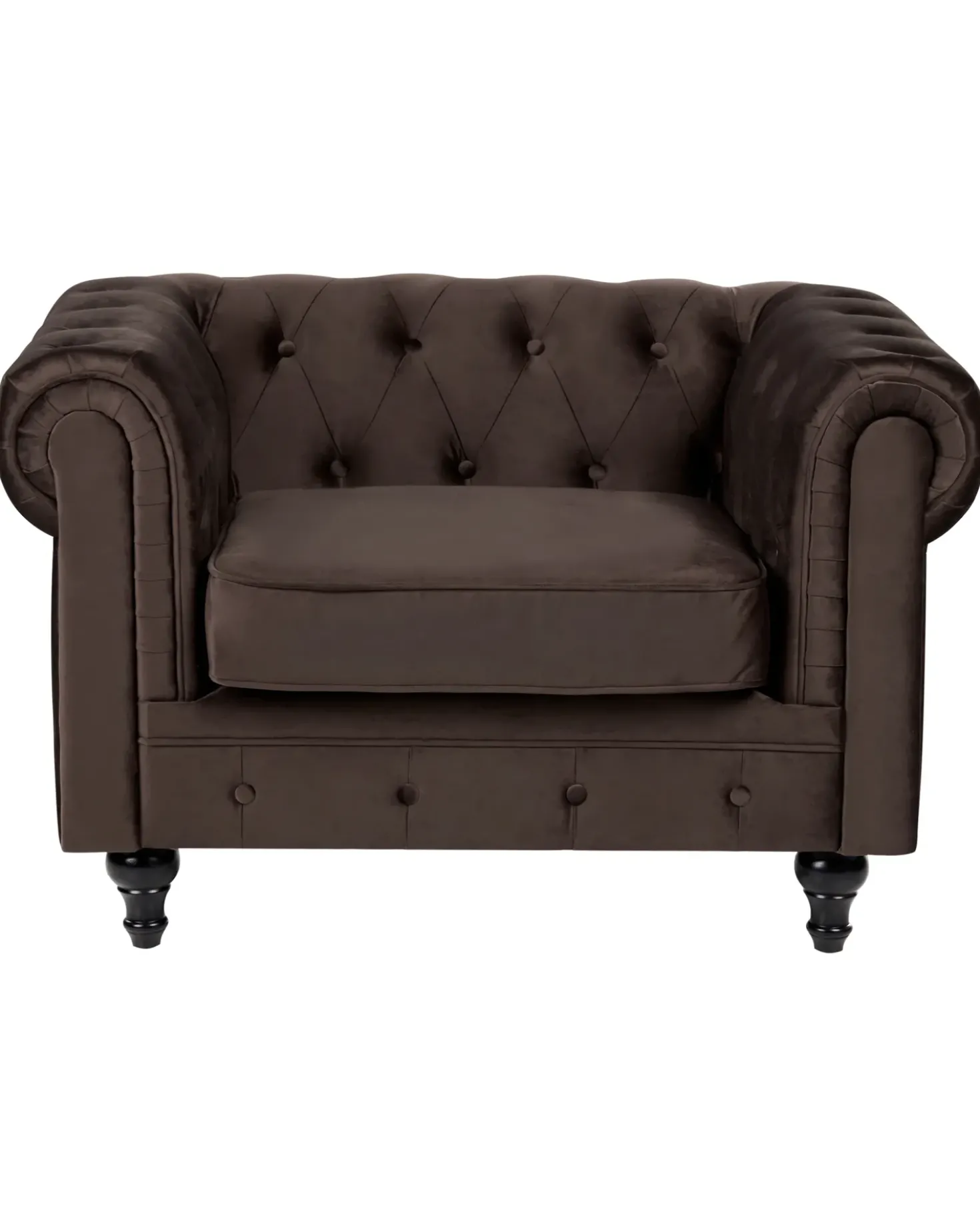 Poltrona CHESTERFIELD Velluto Marrone scuro