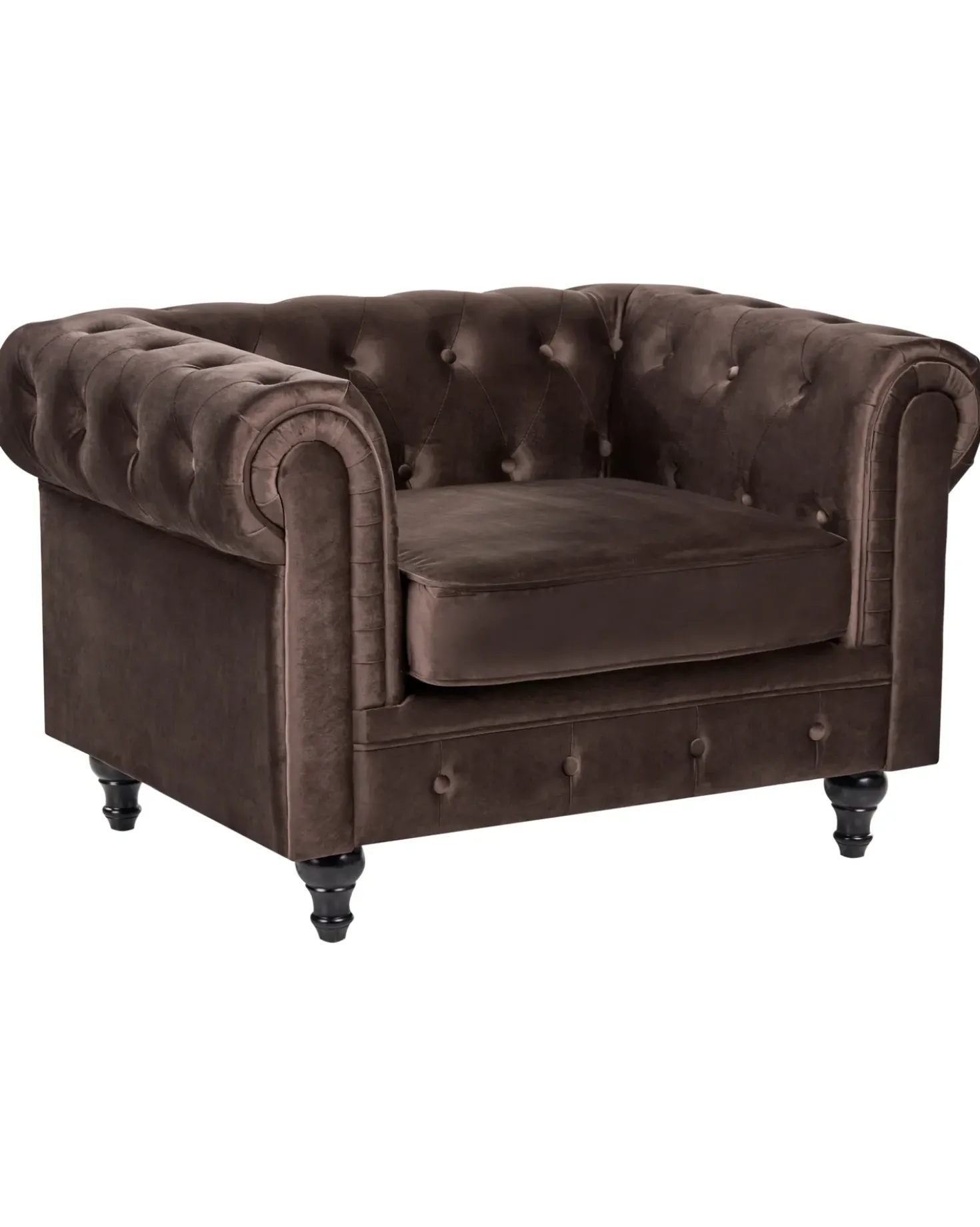Poltrona CHESTERFIELD Velluto Marrone scuro