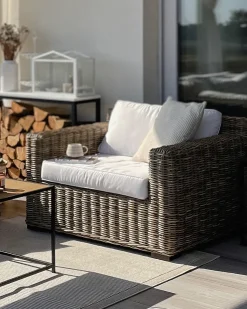 Hot Beliani ARDEA Rattan Marrone chiaro Bianco Beige Naturale