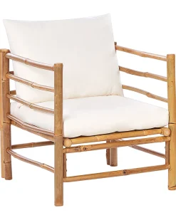 New Beliani Poltrona da giardino CERRETO Bambù Bianco sporco Bianco Marrone