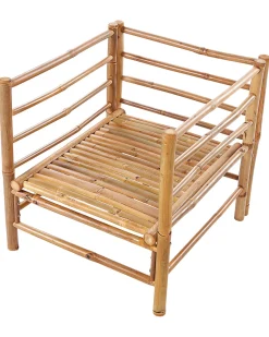 New Beliani Poltrona da giardino CERRETO Bambù Bianco sporco Bianco Marrone