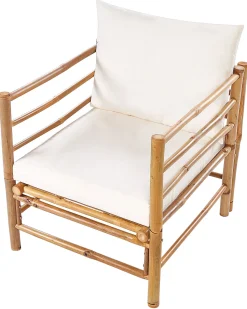 New Beliani Poltrona da giardino CERRETO Bambù Bianco sporco Bianco Marrone