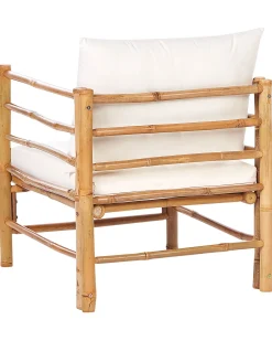 New Beliani Poltrona da giardino CERRETO Bambù Bianco sporco Bianco Marrone