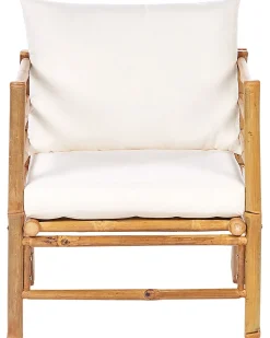 New Beliani Poltrona da giardino CERRETO Bambù Bianco sporco Bianco Marrone