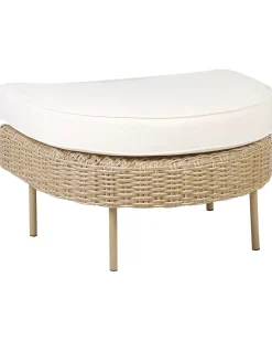 Beliani Poltrona da giardino con ottomana ARCILLE Rattan sintetico (PE) Naturale Beige Bianco Naturale
