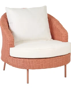 Best Beliani Poltrona da giardino con ottomana ARCILLE Rattan sintetico (PE) Rosa pesca Bianco Rosa