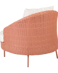 Best Beliani Poltrona da giardino con ottomana ARCILLE Rattan sintetico (PE) Rosa pesca Bianco Rosa