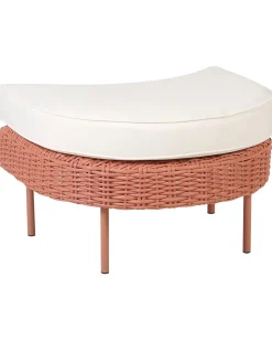 Best Beliani Poltrona da giardino con ottomana ARCILLE Rattan sintetico (PE) Rosa pesca Bianco Rosa