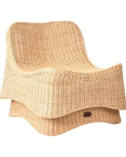 Online Beliani Poltrona da giardino con ottomana AIGANI Rattan Naturale Beige Naturale
