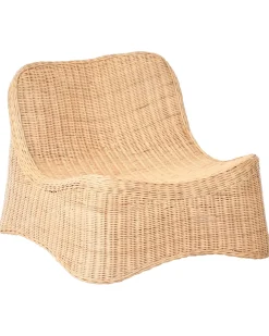 Online Beliani Poltrona da giardino con ottomana AIGANI Rattan Naturale Beige Naturale