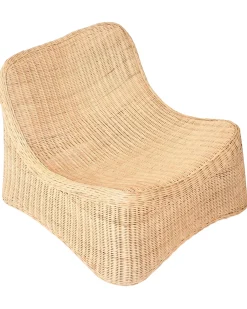 Online Beliani Poltrona da giardino con ottomana AIGANI Rattan Naturale Beige Naturale
