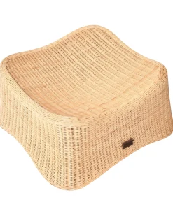 Online Beliani Poltrona da giardino con ottomana AIGANI Rattan Naturale Beige Naturale