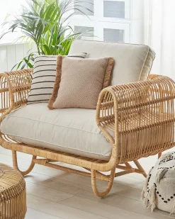 Clearance Beliani Poltrona da giardino DOLCEDO Rattan Naturale Bianco Marrone