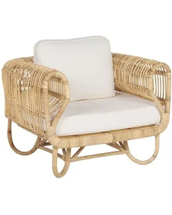Clearance Beliani Poltrona da giardino DOLCEDO Rattan Naturale Bianco Marrone
