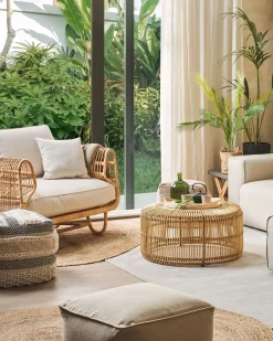Clearance Beliani Poltrona da giardino DOLCEDO Rattan Naturale Bianco Marrone