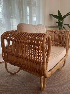 Clearance Beliani Poltrona da giardino DOLCEDO Rattan Naturale Bianco Marrone