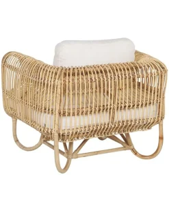 Clearance Beliani Poltrona da giardino DOLCEDO Rattan Naturale Bianco Marrone