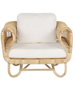 Clearance Beliani Poltrona da giardino DOLCEDO Rattan Naturale Bianco Marrone