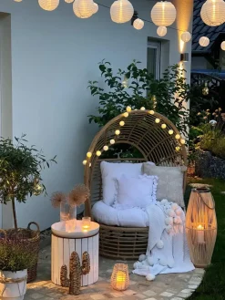 New Beliani Poltrona da giardino LIDO Rattan Beige Bianco Beige Naturale