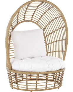 New Beliani Poltrona da giardino LIDO Rattan Beige Bianco Beige Naturale