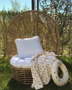 New Beliani Poltrona da giardino LIDO Rattan Beige Bianco Beige Naturale