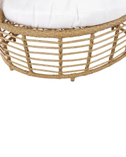 New Beliani Poltrona da giardino LIDO Rattan Beige Bianco Beige Naturale