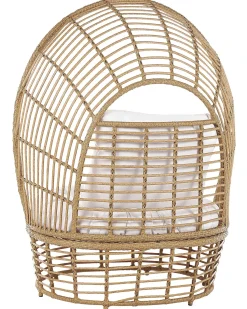New Beliani Poltrona da giardino LIDO Rattan Beige Bianco Beige Naturale