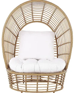 New Beliani Poltrona da giardino LIDO Rattan Beige Bianco Beige Naturale