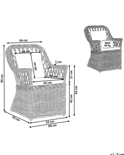 Clearance Beliani MAROS Rattan Naturale Bianco Marrone
