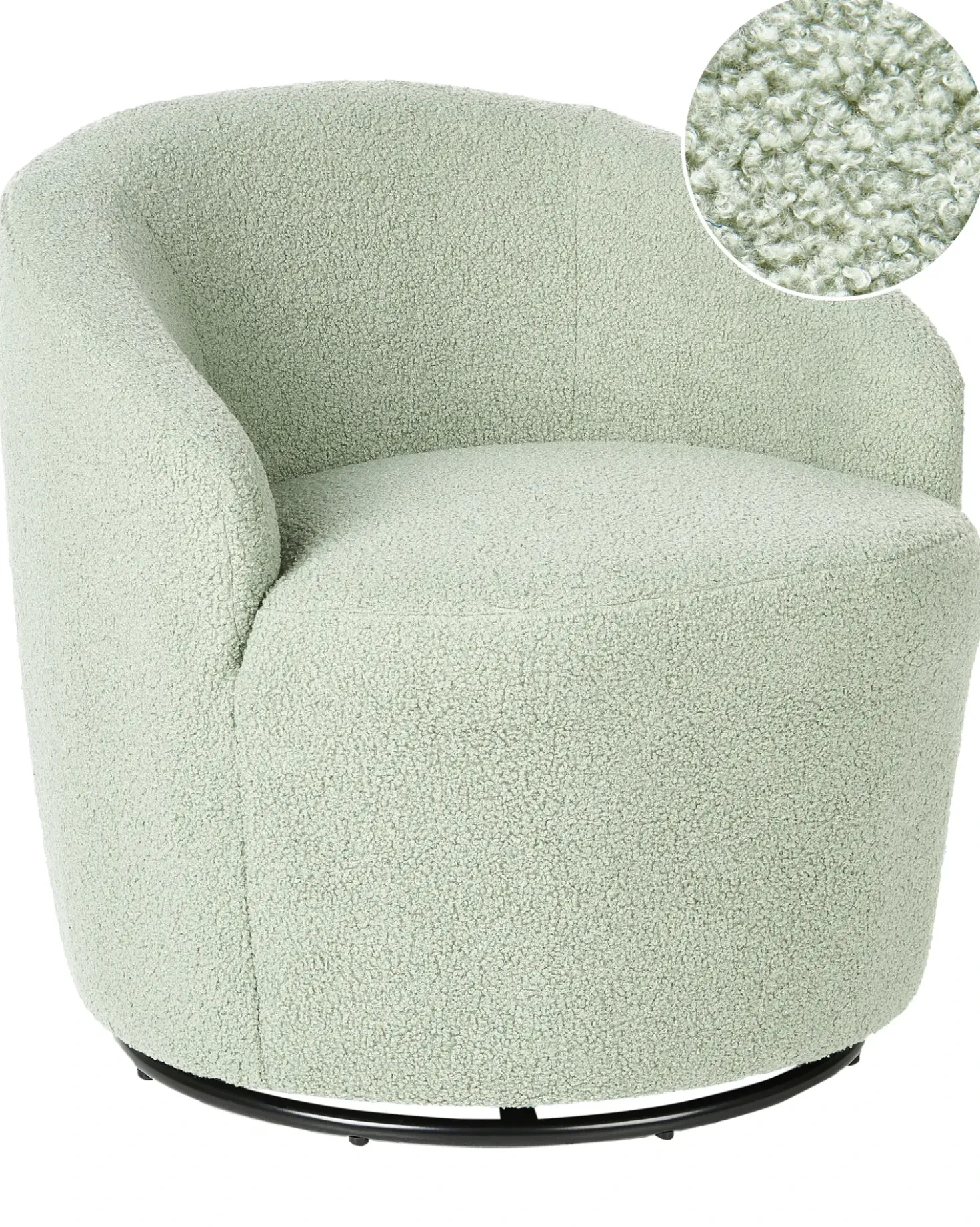 Poltrona girevole DAVIK Bouclé Verde chiaro