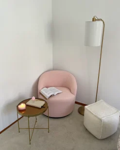 Poltrona girevole DAVIK Bouclé Rosa pastello