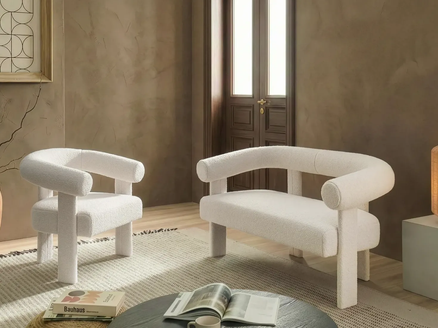 Poltrona ILBRO Bouclé Bianco sporco