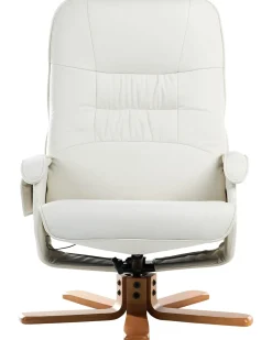 Outlet Beliani Poltrona massaggiante RELAXPRO con poggiapiedi Pelle sintetica Bianco sporco Beige Marrone