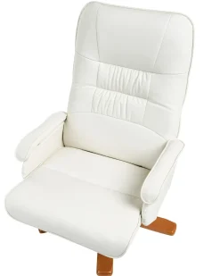 Outlet Beliani Poltrona massaggiante RELAXPRO con poggiapiedi Pelle sintetica Bianco sporco Beige Marrone