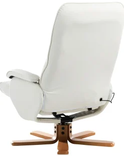 Outlet Beliani Poltrona massaggiante RELAXPRO con poggiapiedi Pelle sintetica Bianco sporco Beige Marrone