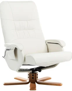 Outlet Beliani Poltrona massaggiante RELAXPRO con poggiapiedi Pelle sintetica Bianco sporco Beige Marrone