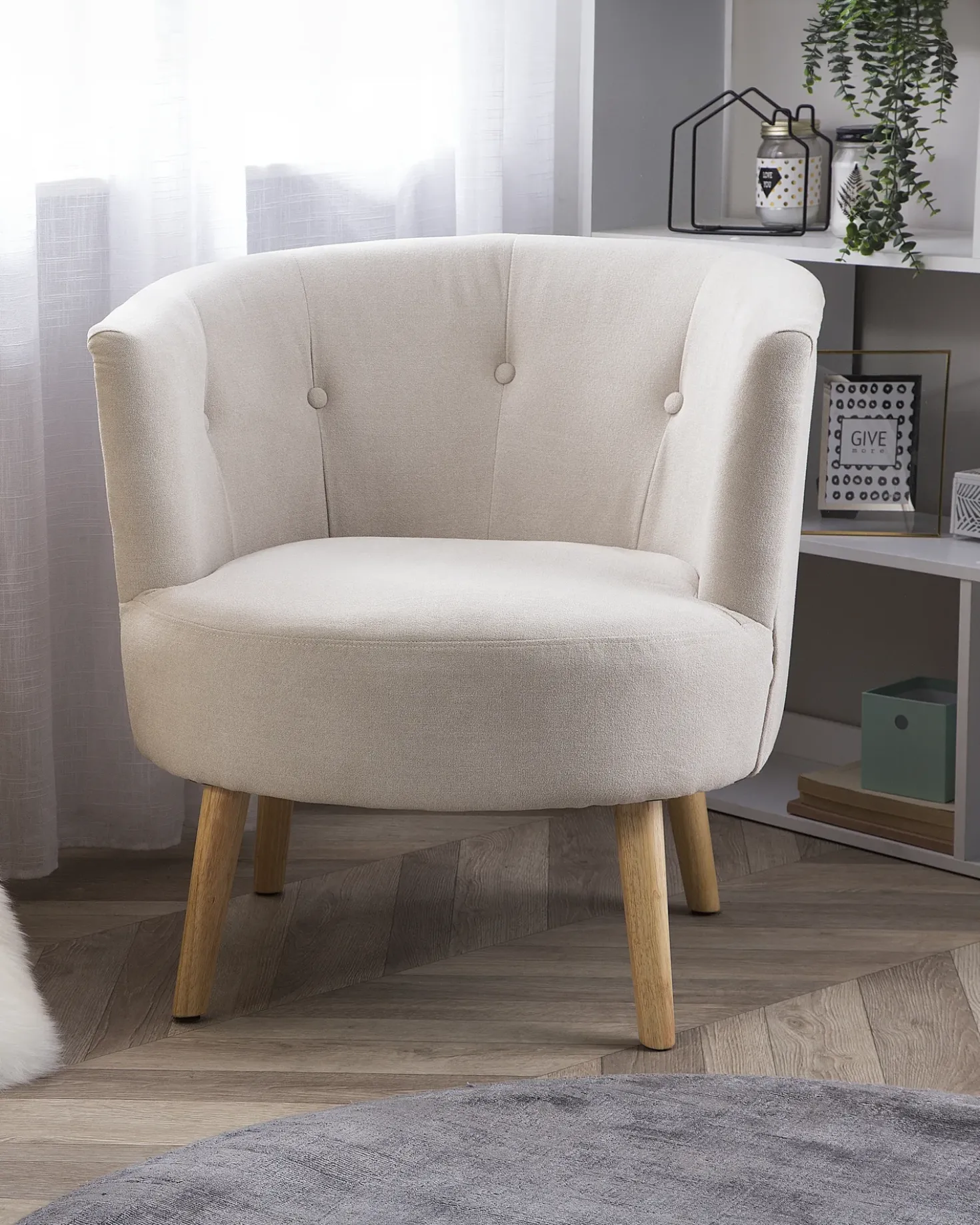 Poltrona ODENZEN Tessuto Bianco sporco