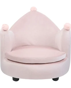 Poltrona per Bambini Corona VEGA Velluto Rosa pastello