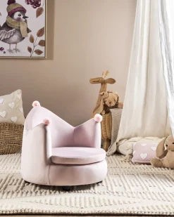 Poltrona per Bambini Corona VEGA Velluto Rosa pastello