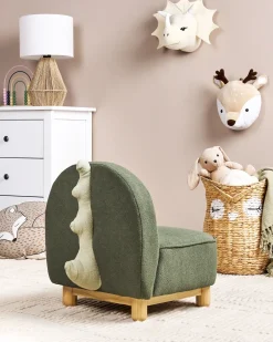Clearance Beliani Poltrona per Bambini Dinosauro FABORG Tessuto Verde scuro Beige Marrone Verde