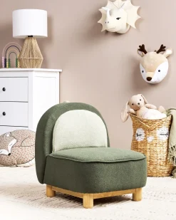 Clearance Beliani Poltrona per Bambini Dinosauro FABORG Tessuto Verde scuro Beige Marrone Verde