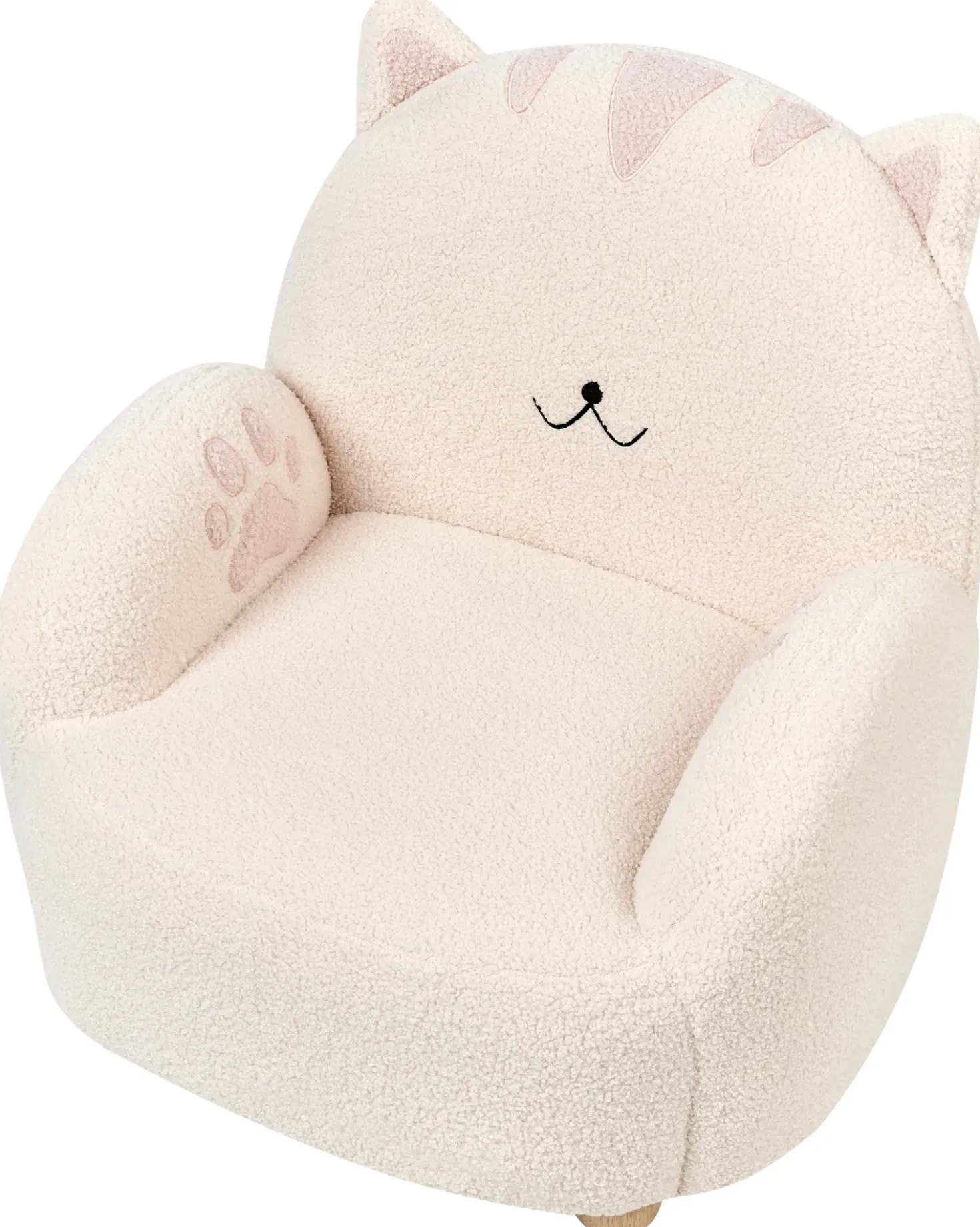 Poltrona per Bambini Gatto ZOAR Bouclé Bianco sporco